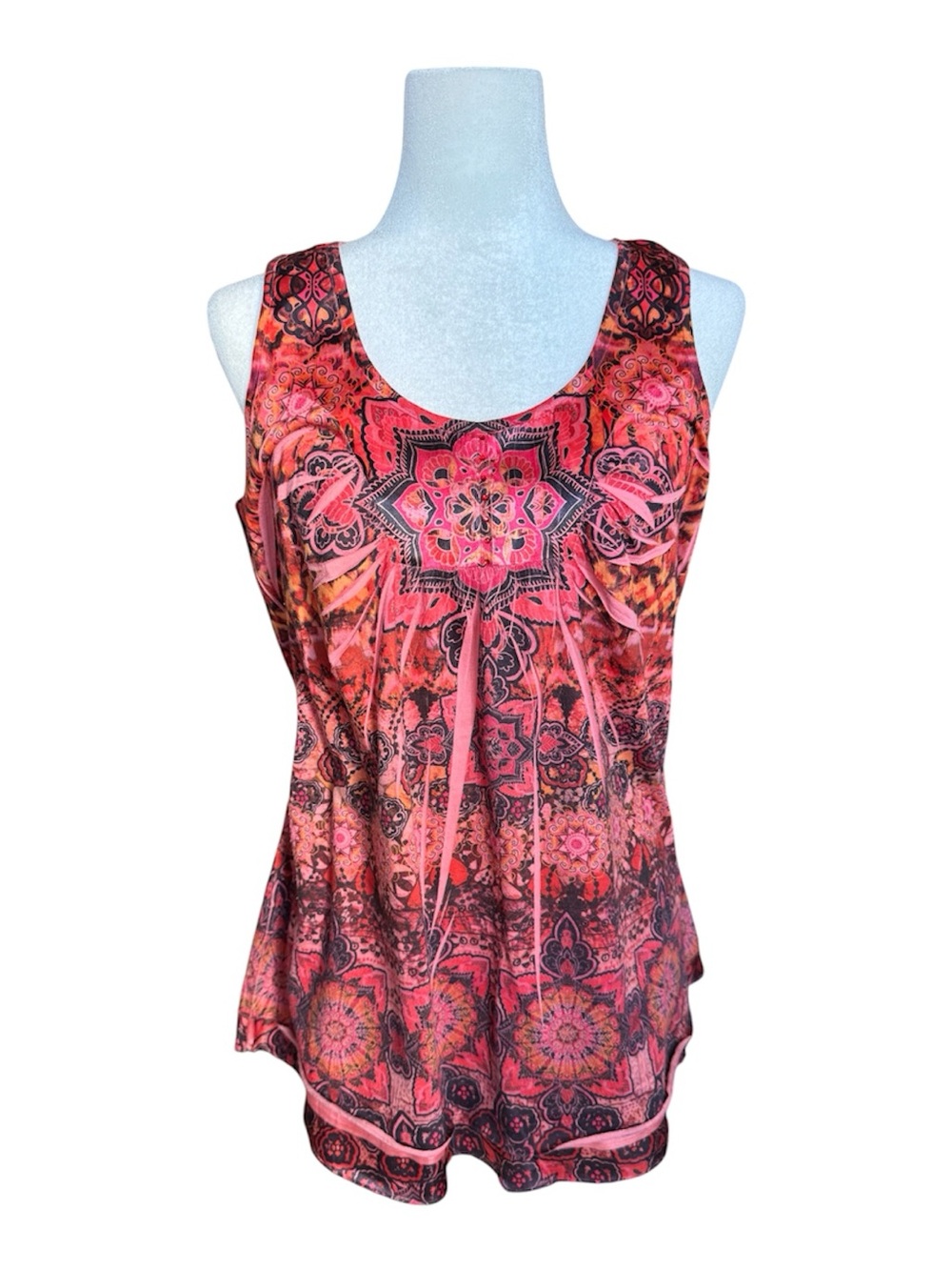 Apt. 9 y2k red, orange, black mandala print sleeveless tank top